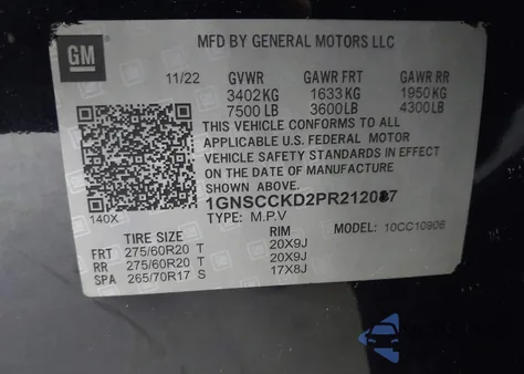 2023 Chevrolet Suburban 2Wd Lt from USA, damaged, VIN 1GNSCCKDXPR212046
